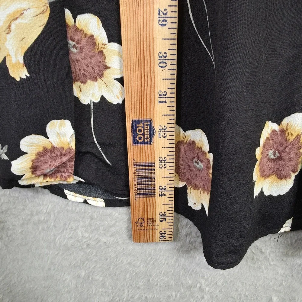 Vintage Vivoli Skirt Womens M Black Button Down Pleated Floral Cottagecore USA‎ - Picture 11 of 14
